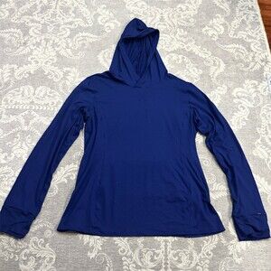 Fabletics Hoodie Womens XL Blue Performance Pullover Thumbholes Kangaroo